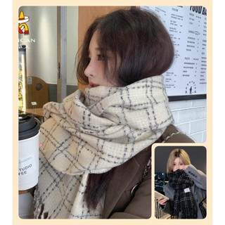 小香風格紋圍巾【1511】秋冬新款韓系INS休閒百搭氣質純欲甜美可愛性感辣妹時尚格紋針織 冬天圍巾 保暖圍巾 女圍巾