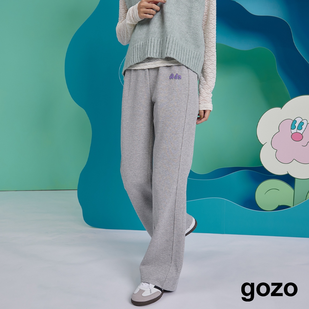 【gozo】gozoxKINGJUN喔～DaDa長腿針織微喇叭褲(灰色/黑色_M/L) | 女裝 顯瘦 百搭