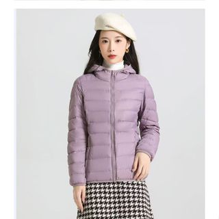 羽絨外套 輕羽絨外套 外套 冬天外套 輕量羽絨外套 輕薄羽絨外套 輕薄羽絨服女 連帽修身短款羽絨服 純色輕便立領羽絨外套