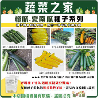 【蔬菜之家滿額免運】櫛瓜、夏南瓜種子系列 綠櫛瓜 黃櫛瓜 翡寶夏南瓜 金寶夏南瓜種子 (各包裝數量詳見內文及圖片