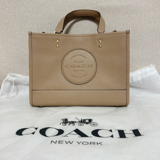 （全新）精品出清-COACH 圓標LOGO荔枝紋皮革手提斜背兩用包