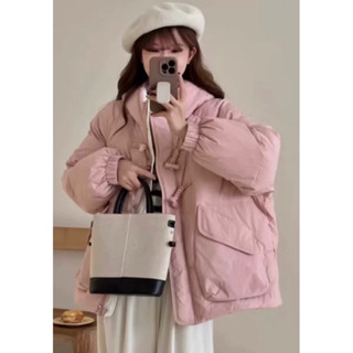 全新韓版 羽絨衣 女牛角扣 短版小個子 加厚白鴨絨 麵包服 時尚冬季外套（599）