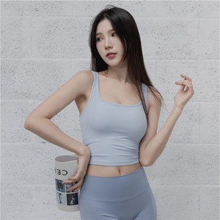 HOT HONEY 🔥棉花糖長版背心🔥 中強度運動內衣 瑜珈上衣 跑步 健身 包覆性佳 修飾副乳 螺紋 現貨