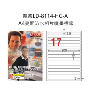 龍德 LD-8114-HG-A A4亮面防水相片噴墨標籤 可列印 三用電腦標籤