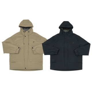 KANGOL 中性 黑 卡其 連帽工裝 鋪棉 外套 64551440-