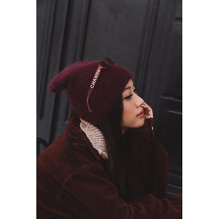 Squarebear🐻全新Most wonderful time of the year beanie🍷酒紅針織毛帽