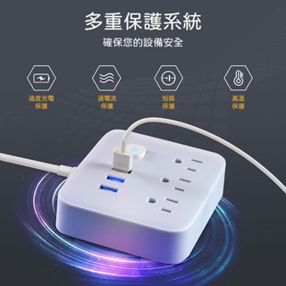 【🚀臺灣出貨】USB+110V延長線 3插口延長線 智慧延長線 辦公家用電腦插座 多功能三腳臺規延長線