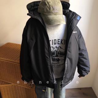 110-140cm/現貨.童裝實拍/加絨加厚/韓國工裝露營風格刷毛連帽厚外套 加厚外套 保暖外套 露營外套 男童 中大童
