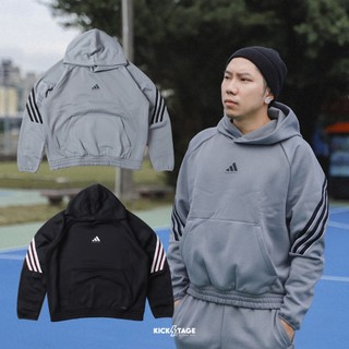 ADIDAS CRAZYWARM HOODIE 灰 黑 小LOGO 刷毛 寬鬆 帽T 男款【JN2491/JN2492】