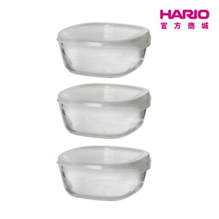 【HARIO】方形玻璃保鮮盒3件組(透明/清透藍/鮭魚粉) KST-3008-TW/TAQB/TSP【HARIO】