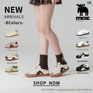 moz瑞典 駝鹿 經典再現 復古 德訓鞋 男女同款 (灰白/抹茶/摩卡/草莓/燕麥/芝麻牛奶/黑焦糖/黑松露 白底)