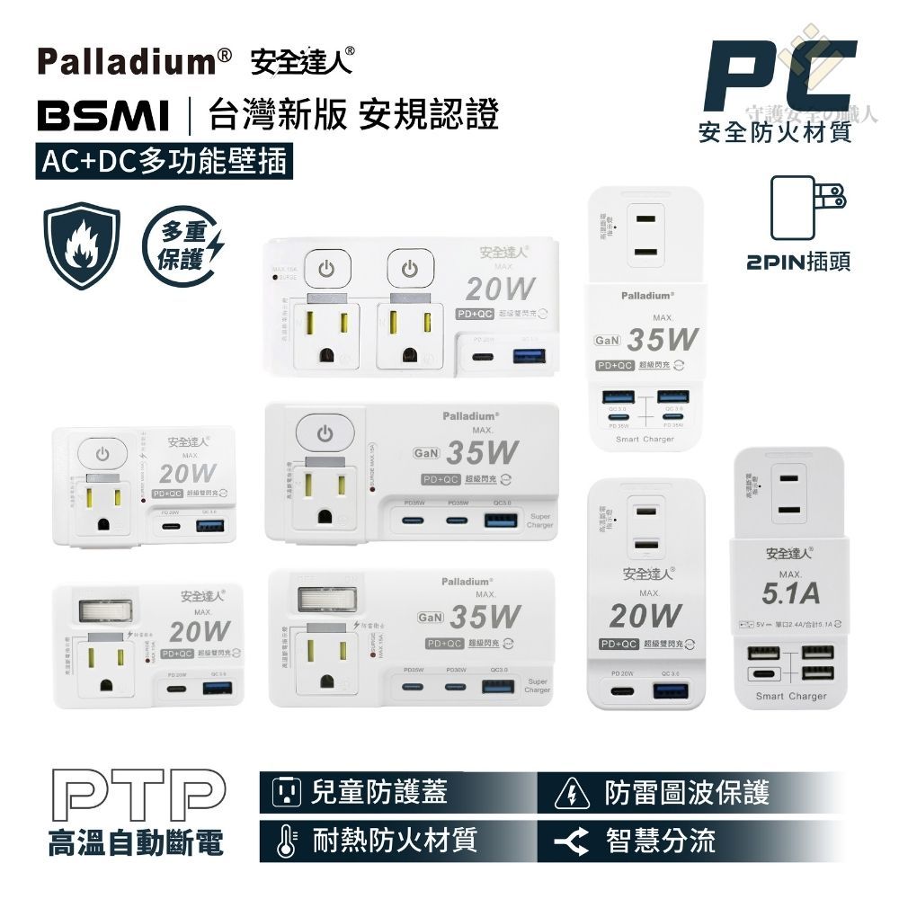 🚚原廠授權經銷商，24H出貨🔥快充 typeC  usb 壁插 插座 開關 快充頭 豆腐頭 PD 安全開關 高溫斷電