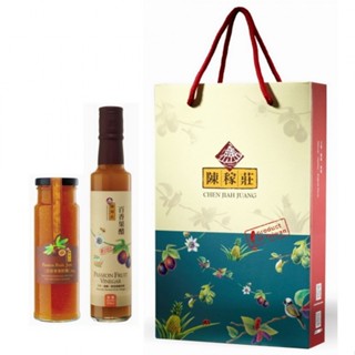 【陳稼莊】經典百香果禮盒-2入C：1瓶百香果醋(加糖)250ml+1瓶百香果果醬300g
