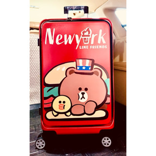 🌸(全新限量) 🌈【 LINE FRIENDS 】熊大 紐約款 城市旅行 前開式 行李箱 (24吋硬殼) 胖胖箱 旅行箱