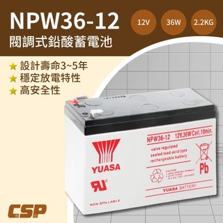 【YUASA】NPW36-12 12V36W 閥調密閉式鉛酸電池~同REW45-12尺寸高放電率 UPS 不斷電