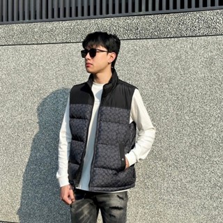 「現貨」Coach 男生 羽絨背心【加州歐美服飾】成人版型 拼接 滿版 羽絨背心 背心