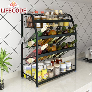 LIFECODE《收納王》304不鏽鋼炭黑-四層置物架/調料架-寬35cm 14060310