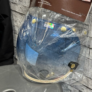 山道紳士 FETURE 飛喬 乳白皮革TOP PP釦式風鏡 泡泡鏡 復古安全帽 鏡片 面鏡 漸層藍