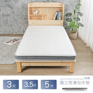 Birdie-涼感透氣硬式獨立筒薄型床墊 捲包床墊 單人/雙人 宿舍 租屋 雙層床適用