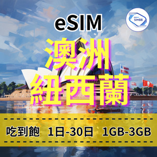 【eSIM】澳洲上網吃到飽eSIM Optus電信 紐西蘭上網 Spark電信 掃描QR 啟用快速 iPhone適用