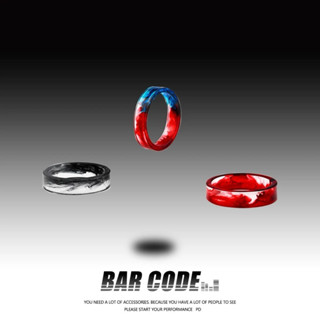 BAR CODE 墨-幽玉戒指ins小眾高階感設計簡約情侶樹脂指環