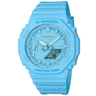 【CASIO 卡西歐】G-SHOCK Tone-on-Tone 搶眼天藍八角形錶殼 GA-2100-2A2 45.4mm