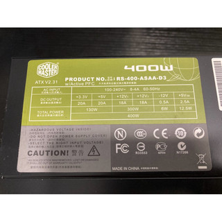 酷媽 CoolerMaster 400W RS-400-ASAA-D3 電源供應器 個保七天