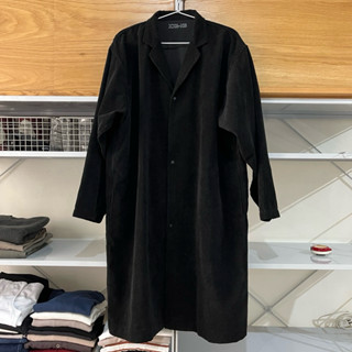 MUJI 無印良品 Labo 男女燈芯絨長版襯衫 大衣XXS-XS 黑色