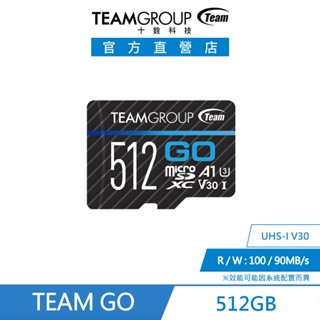 十銓TEAM-GO Micro SDXC UHS-I U3 V30 運動攝影記憶卡 【512 GB】 附轉接卡