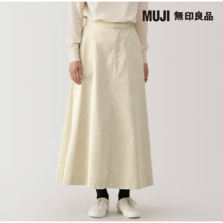 二手 MUJI 無印良品 2025冬 吉貝木棉混燈芯絨寬襬裙