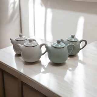 《鶯歌》現貨 丞漢茗品汝窯茶壺<四款> 儲水排水兩用式 茶具 茶盤 送禮 泡茶 復古 磨石 旅行泡茶 茶葉 茶藝