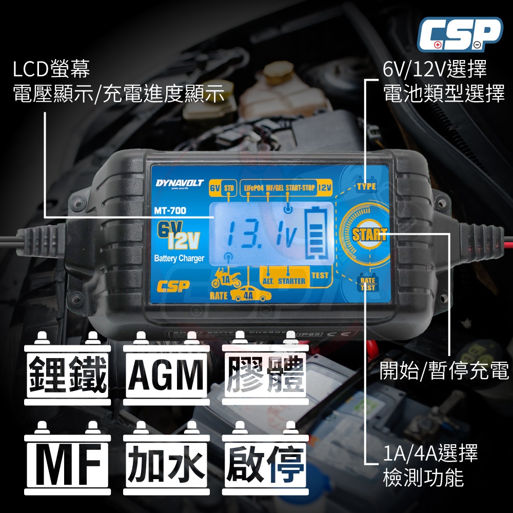 MT700  6V/12V 汽機車充電器 檢測機能 鋰鐵電池充電 鉛酸電池充電 MT600+升級版 保養電池 電池沒電