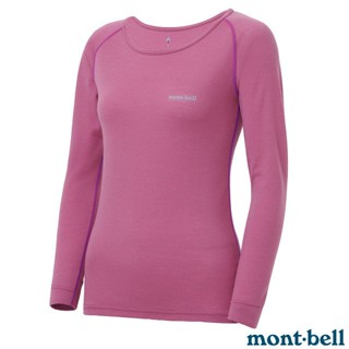 【MONT-BELL 日本】女 中厚保暖除臭 圓領長袖羊毛衛生衣 SUPER 羊毛排汗衣 內搭衣/淺紫紅 1107655