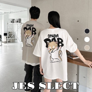 【JES】 韓國 質感 塗鴉 手繪感 SHiBA 柴犬 小狗 印花 親膚 透氣 百搭 潮流 情侶 寬鬆 短袖 上衣 短T