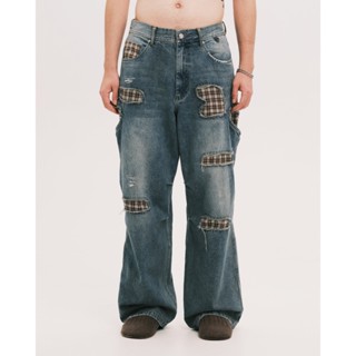 『Definite』PLATEAU STUDIO / Patch denim pants - Dirty denim