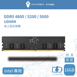 ANACOMDA 巨蟒 DDR5 4800 5600 UDIMM 16GB 記憶體 D5 有限終身保固 Intel 專用