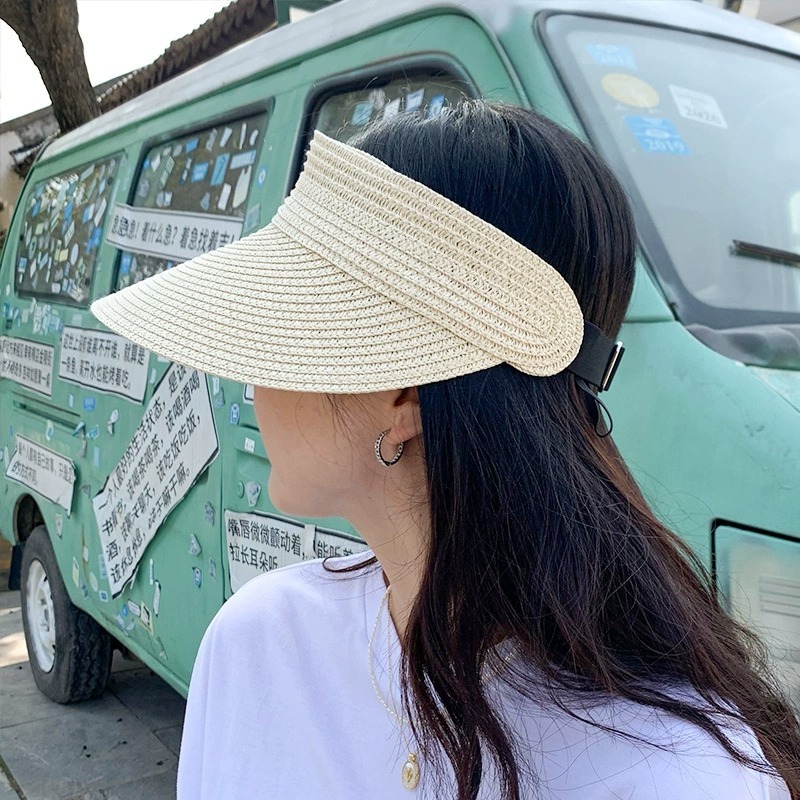 Baby童衣 女用可折疊空頂草帽 渡假風遮陽帽 海邊防曬帽