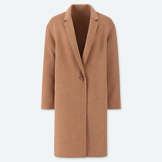 Uniqlo 女裝雙面織紋繭型大衣 棕色 S