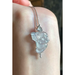 價格請私訊❤️附臺證👍🏻高冰玻璃種翡翠仙子吊墜 冰透起光 18k金真鑽鑲嵌 天然緬甸A貨翡翠項鍊