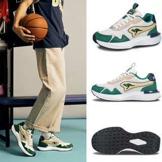 【KangaROOS 美國袋鼠鞋】男鞋 LEGACY 美式復古跑鞋 跑步健行 輕量抗震 (白/綠-KM41605)