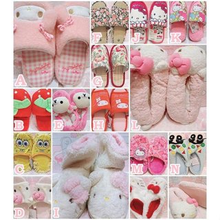 ♥小花花日本精品♥Hello Kitty美樂蒂 玫瑰 海綿寶寶 蠟筆小新 奶油妹 室內拖鞋 保暖拖 毛毛拖~8