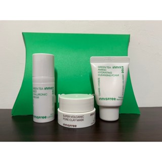 【現貨】innisfree 綠茶火山旅行組 (超級火山泥毛孔潔淨面膜/綠茶籽玻尿酸保濕精華/綠茶保濕胺基酸潔面乳)