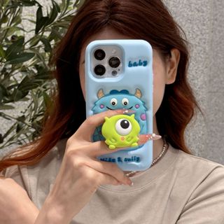 適用iPhone 16 Promax手機殼卡通可愛立體伸縮支架大眼仔112軟矽膠13女防摔14 Plus蘋果15 Pro