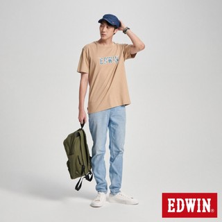 EDWIN 男款 牛仔布LOGO短袖T恤(淺卡其)