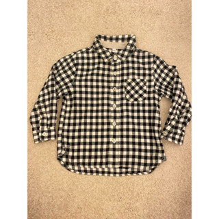 ［二手］無印良品MUJI 兒童純棉黑白格子襯衫/薄外套