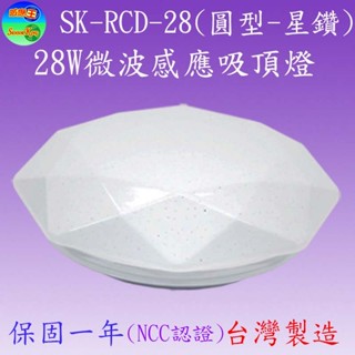 SK-RCD-28 28W微波感應吸頂燈(圓型-星空)(可調時間/距離/日夜)【滿2000元以上送一顆LED燈泡】