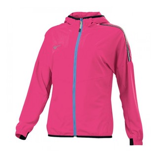 Mizuno 美津濃【零碼】女款外套 路跑風衣 連帽 單層 反光燙印 拉鍊口袋 淺玫紅 J2TC122166