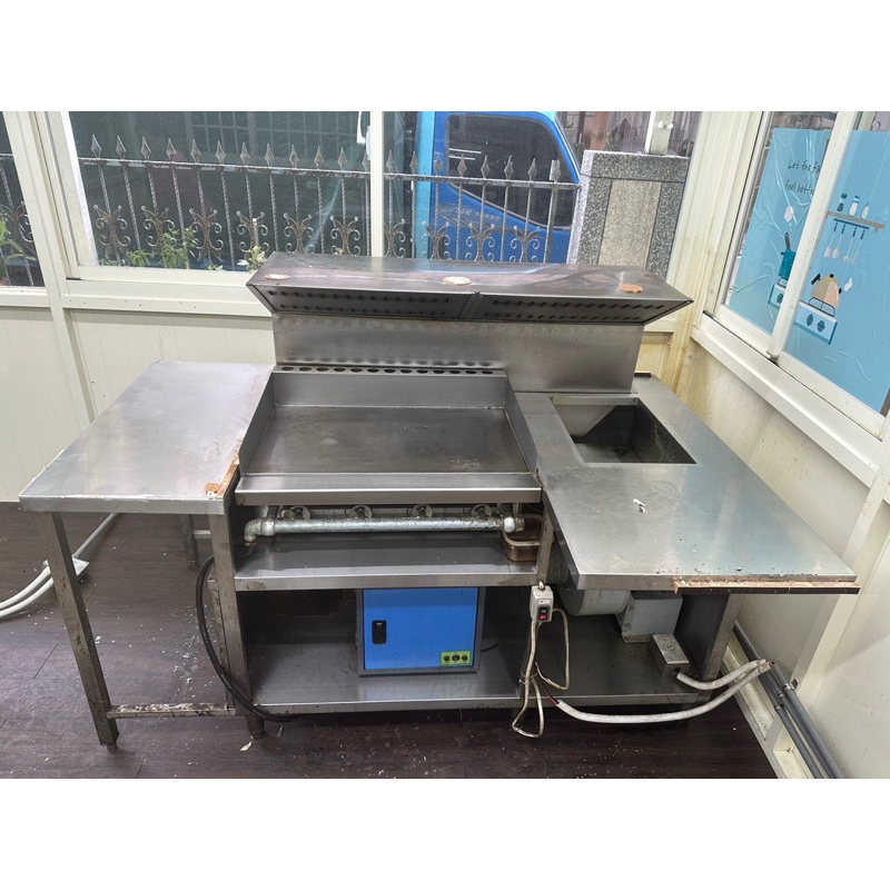 桃園ok二手貨-早餐店/複合式餐廳 不鏽鋼 煎炸兩用 白鐵 煎台 含 靜電機