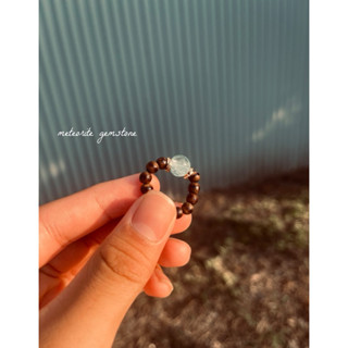 meteorite gemstone 隕寶石（寶石藍託帕石&沉香）設計戒指