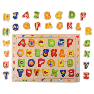 🇩🇪德國Hape愛傑卡木製教具-大寫英文字母拼圖ABC Matching Puzzle 適用年齡：24M+ 二手9成新